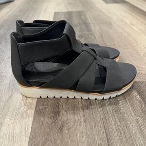 Dr Scholls Sandals Womens 9M Got This Gladiator Wedge Casual Black Faux Leather